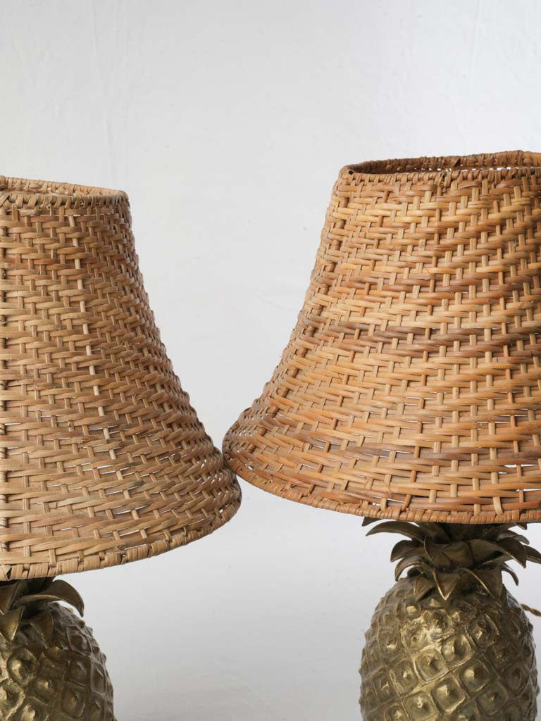 Warm tone rattan shade lamp