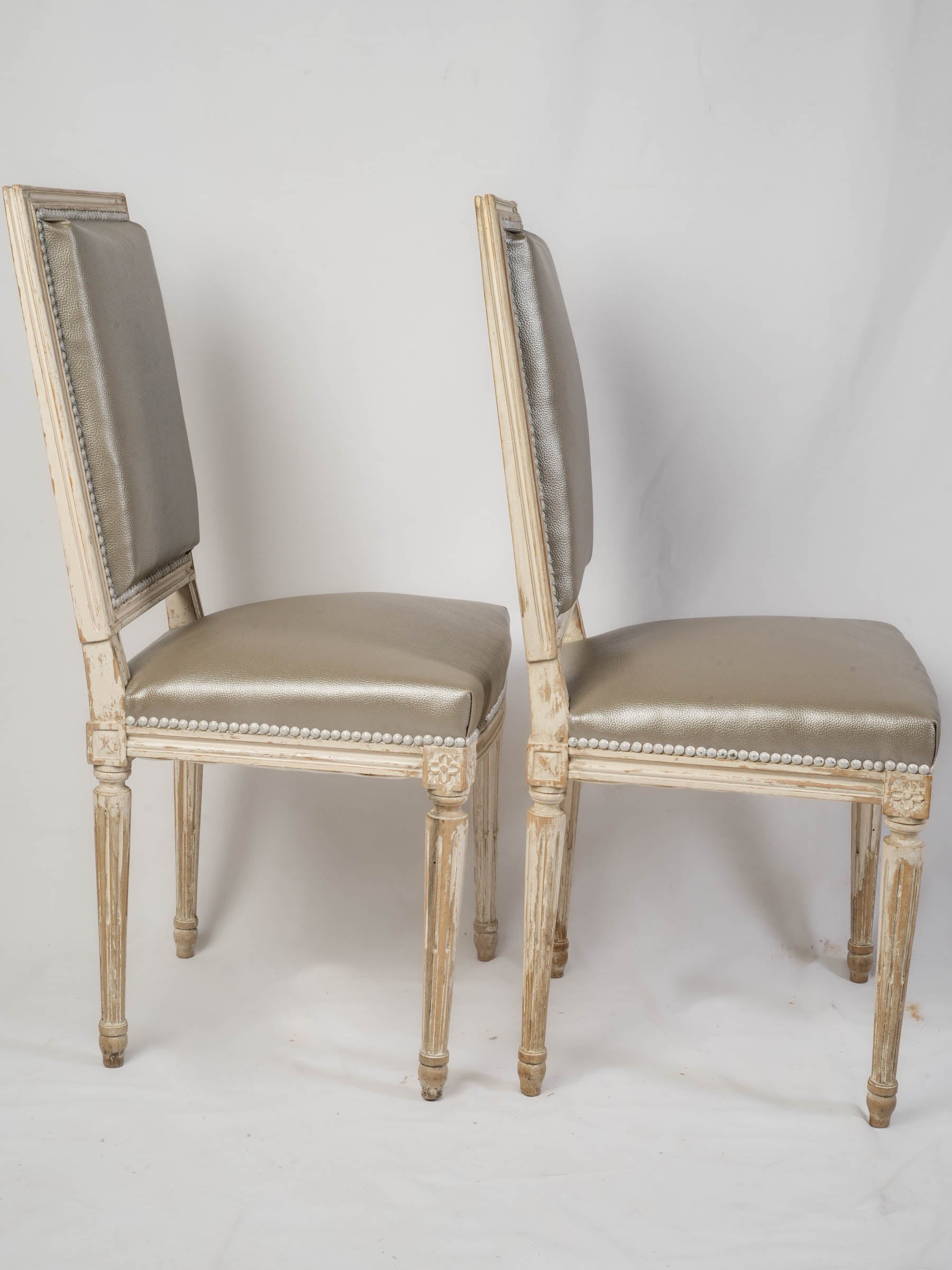Suite of Eight French Louis XVI-Style Painted Dining Chairs, Early 20th Century