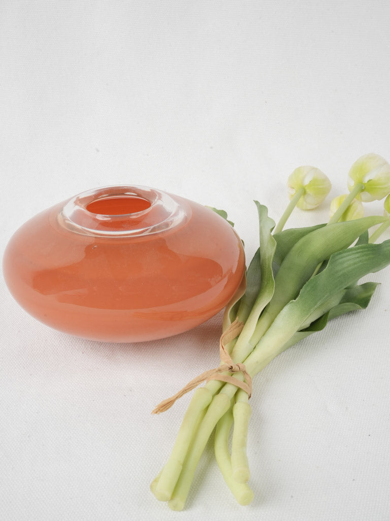 Hand-blown orange glass vase