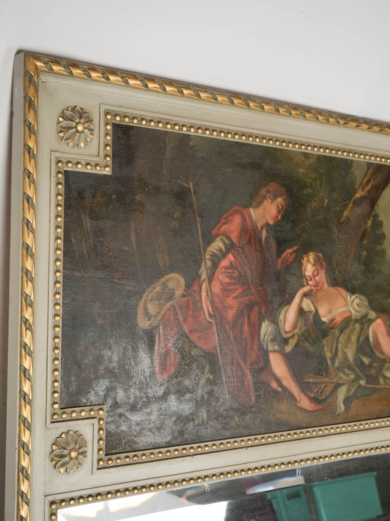 Ornate pastoral scene trumeau mirror