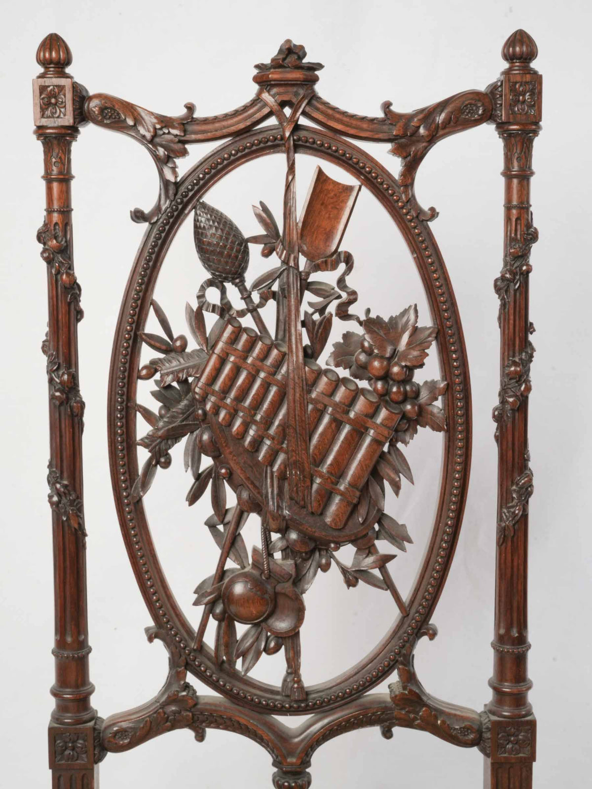 Beadwork trim carved rosewood chair