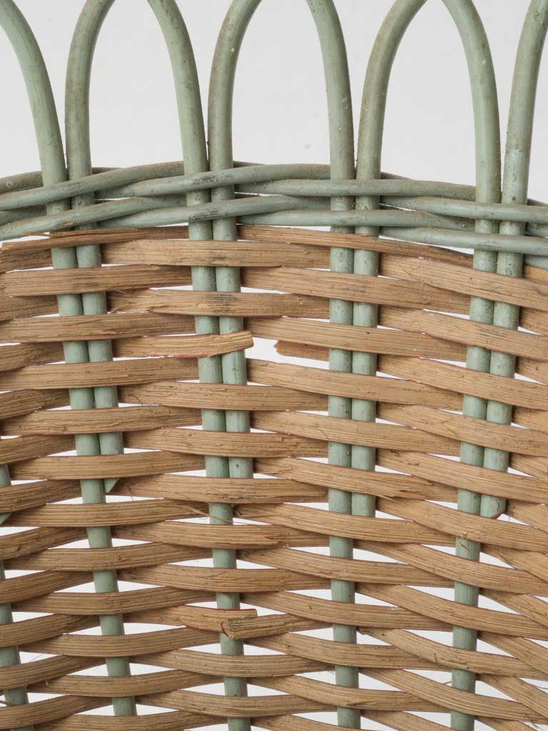 Graphic mid-century wicker cachepot