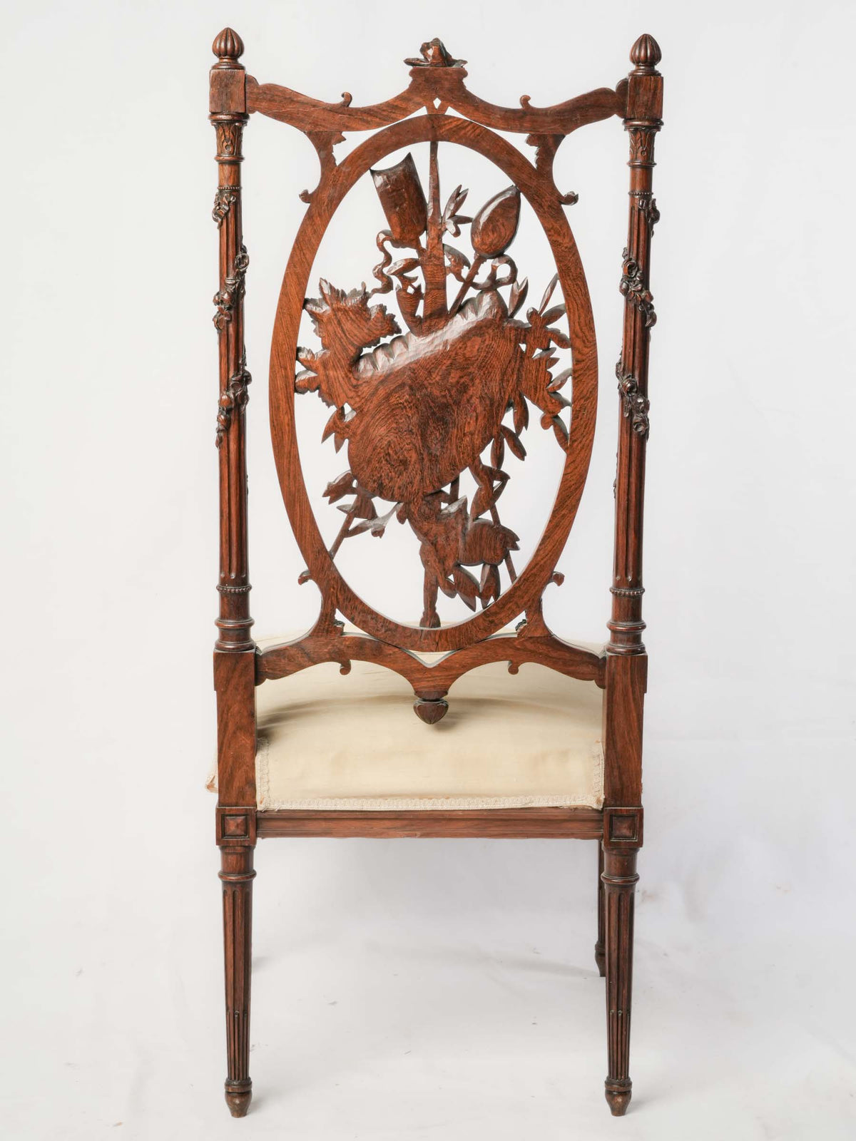 Fluted stiles ornate wooden chair