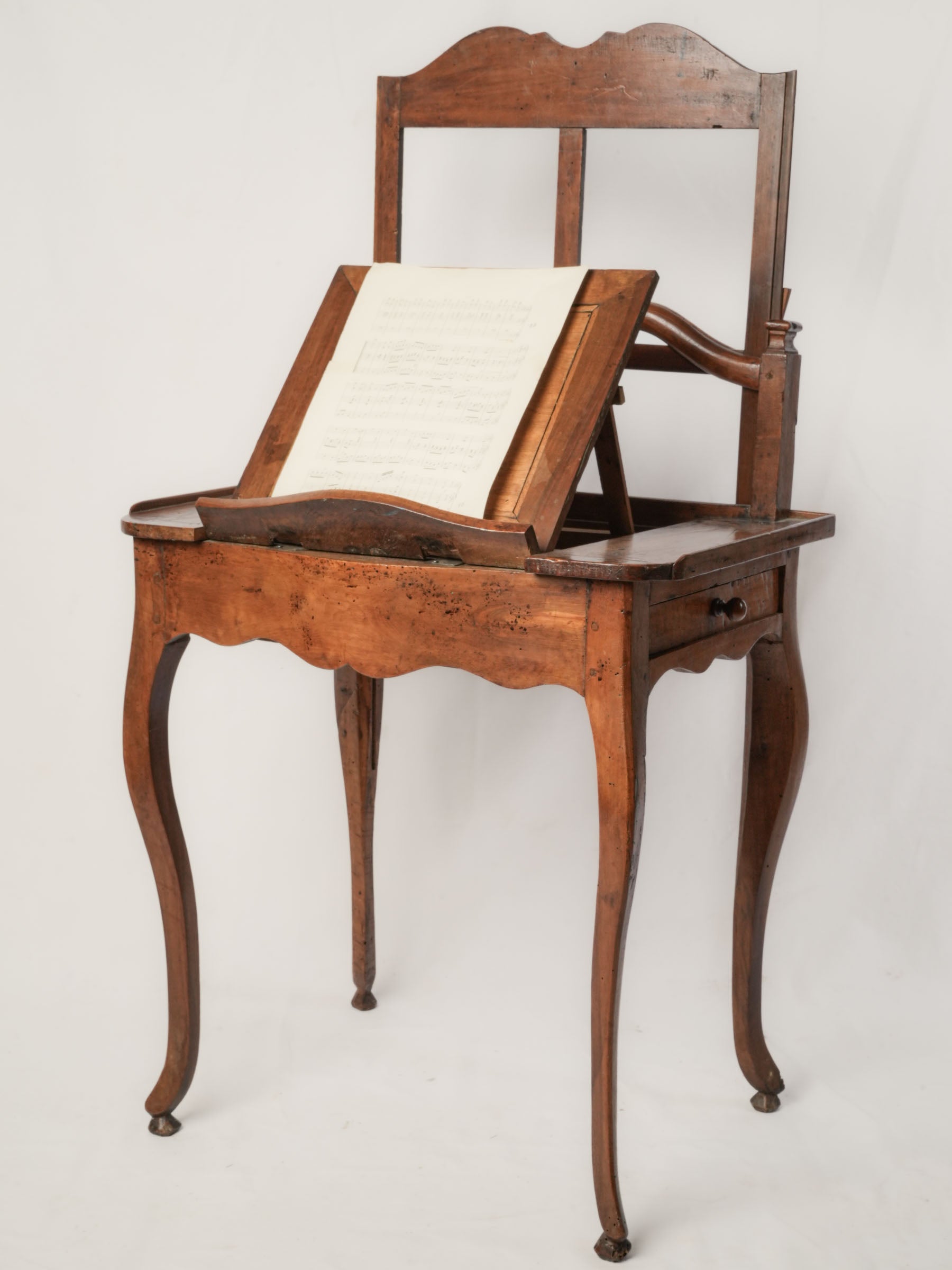French Louis XV Walnut Table Liseuse w/ Adjustable Fire Screen - 27½"