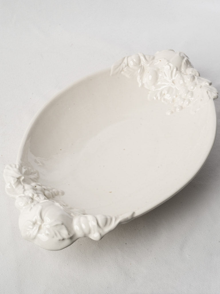 White-glazed earthenware decorative dish