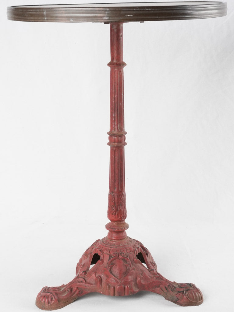 Red bistro table w/ marble top - 1940s