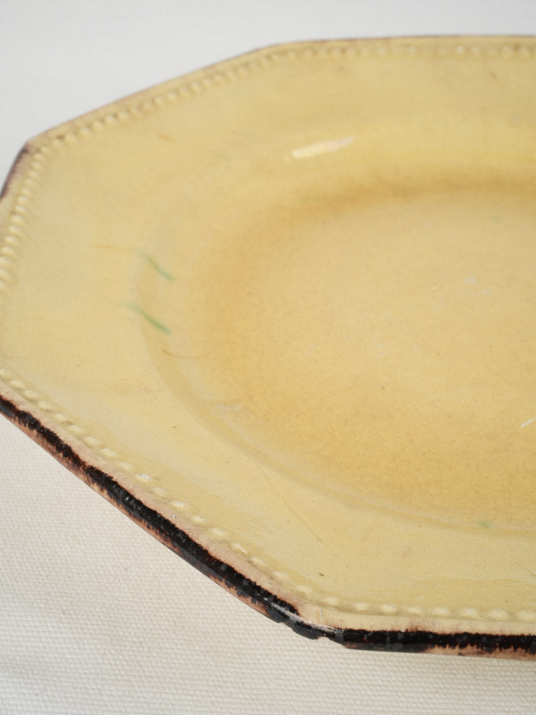 Large French ceramic octagonal plate