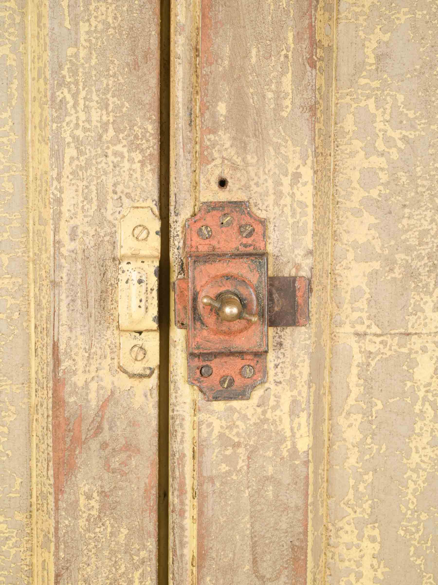 Timeworn yellow wooden furniture