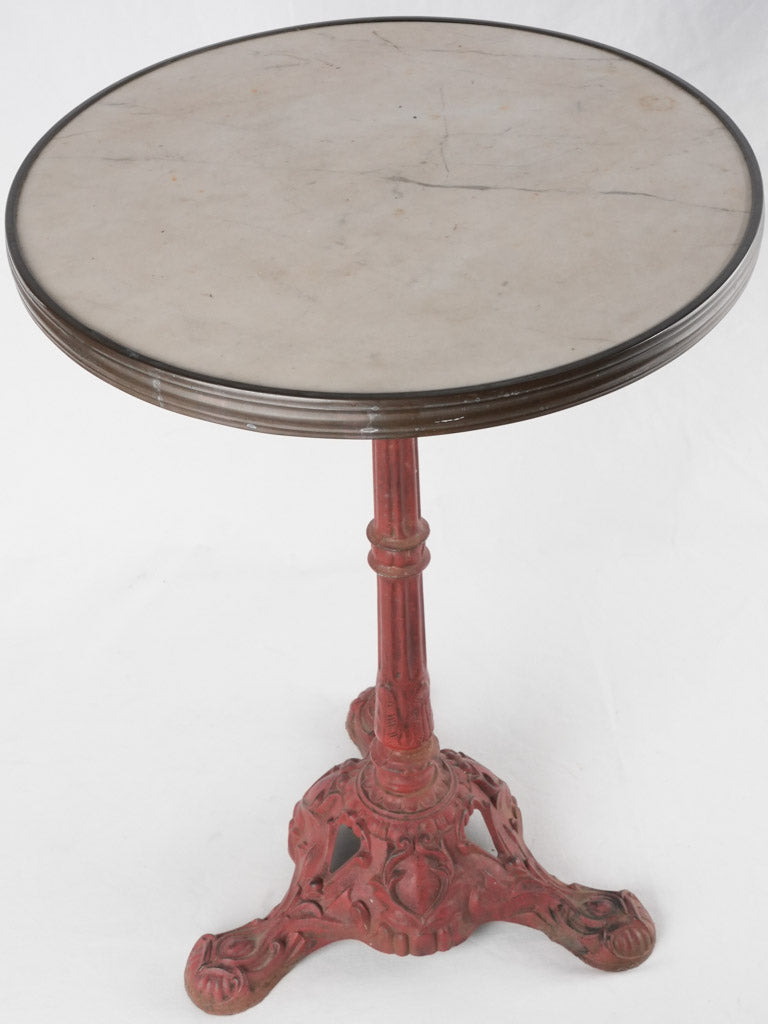 Red bistro table w/ marble top - 1940s