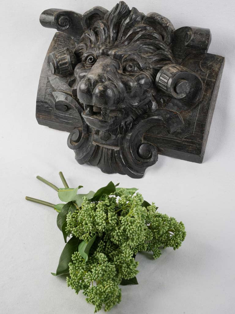 Stained wood lion head