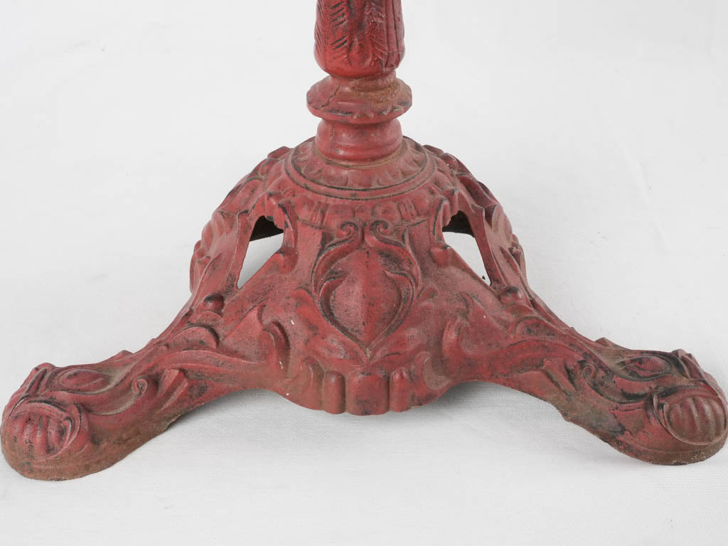 Red bistro table w/ marble top - 1940s