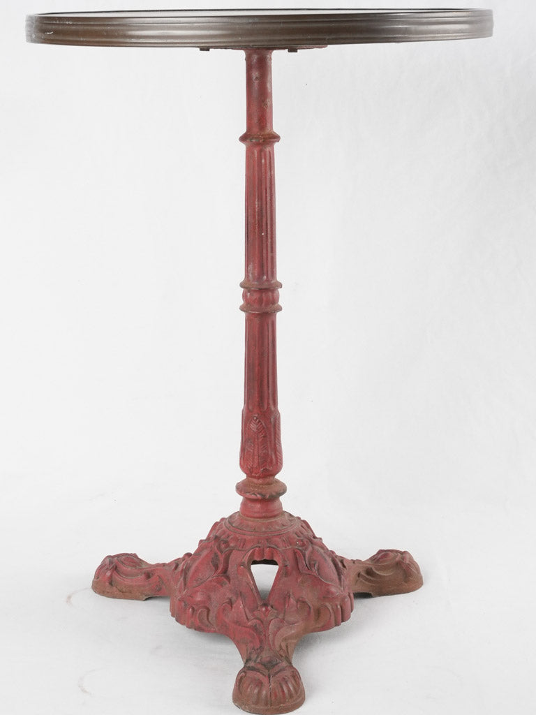 Red bistro table w/ marble top - 1940s