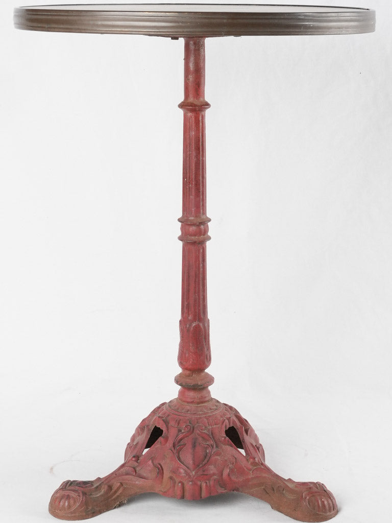 Red bistro table w/ marble top - 1940s