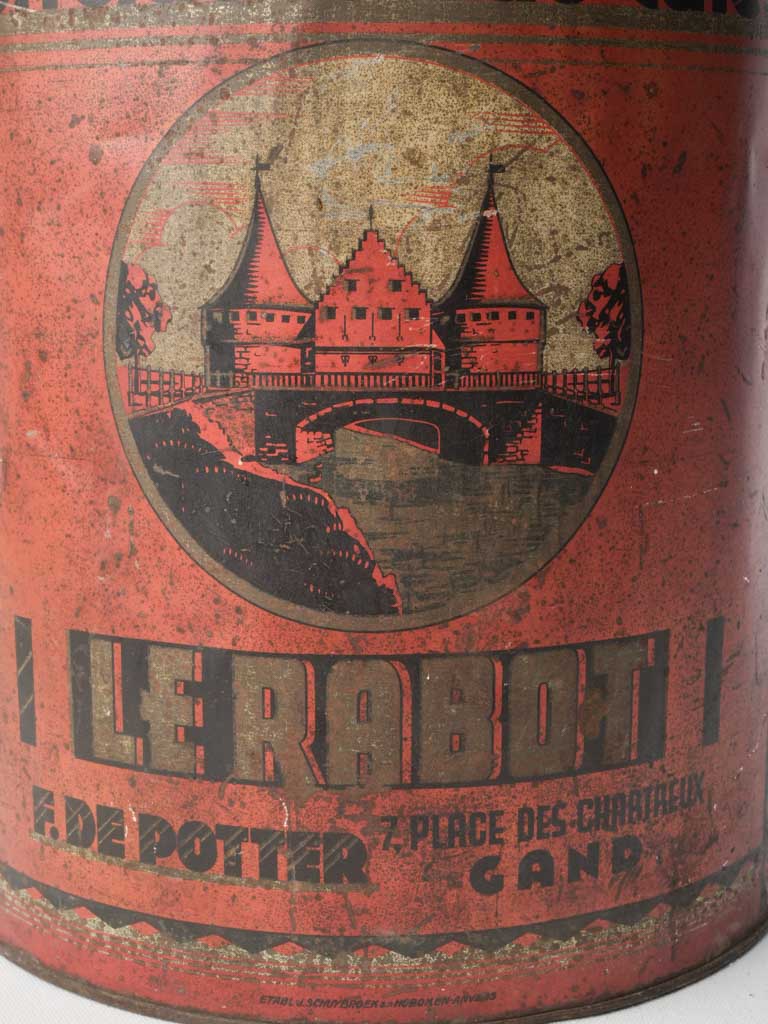 Château illustration coffee shop tin