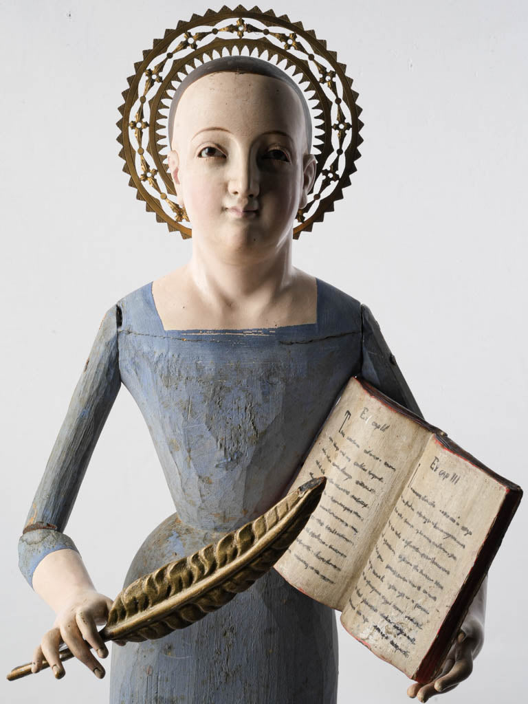 Aged patina religious sculpture