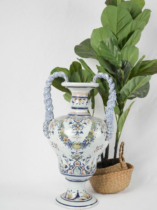 Exquisite 18th-century floral pottery vase