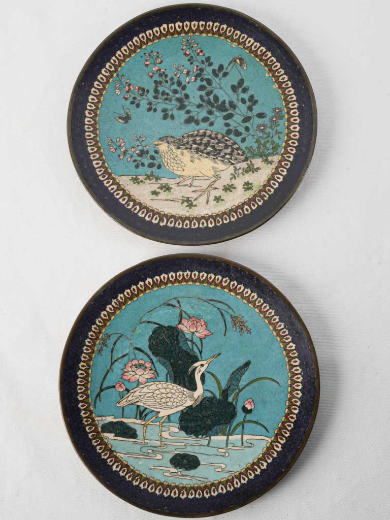Exquisite antique cloisonné plates