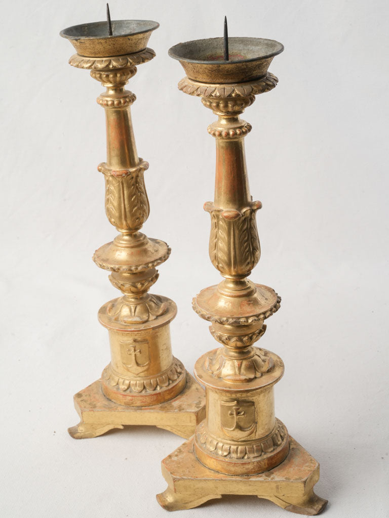Ornate baluster shaft candlesticks