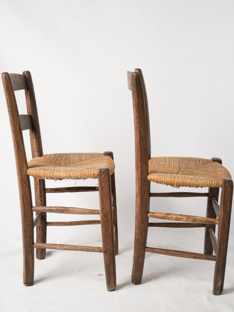 Rustic textured weave seat chairs