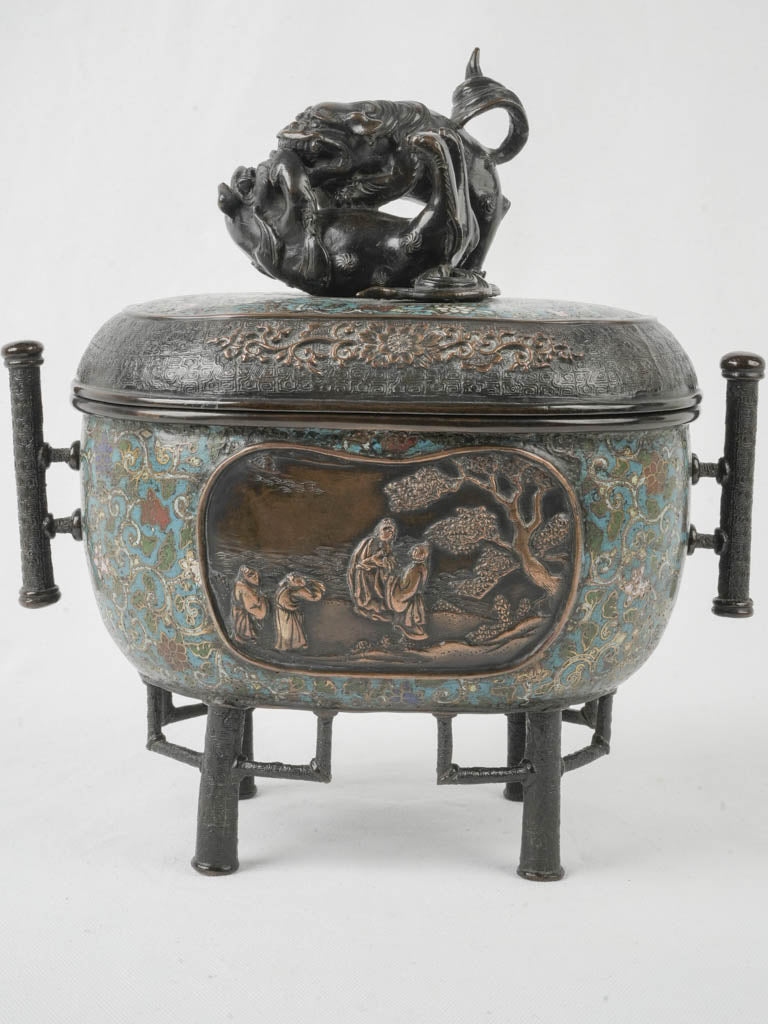 Bronze Meiji-era incense burner