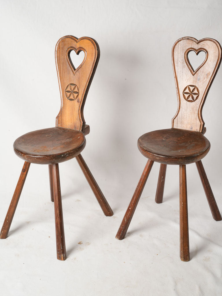 Vintage alpine-crafted dining chairs
