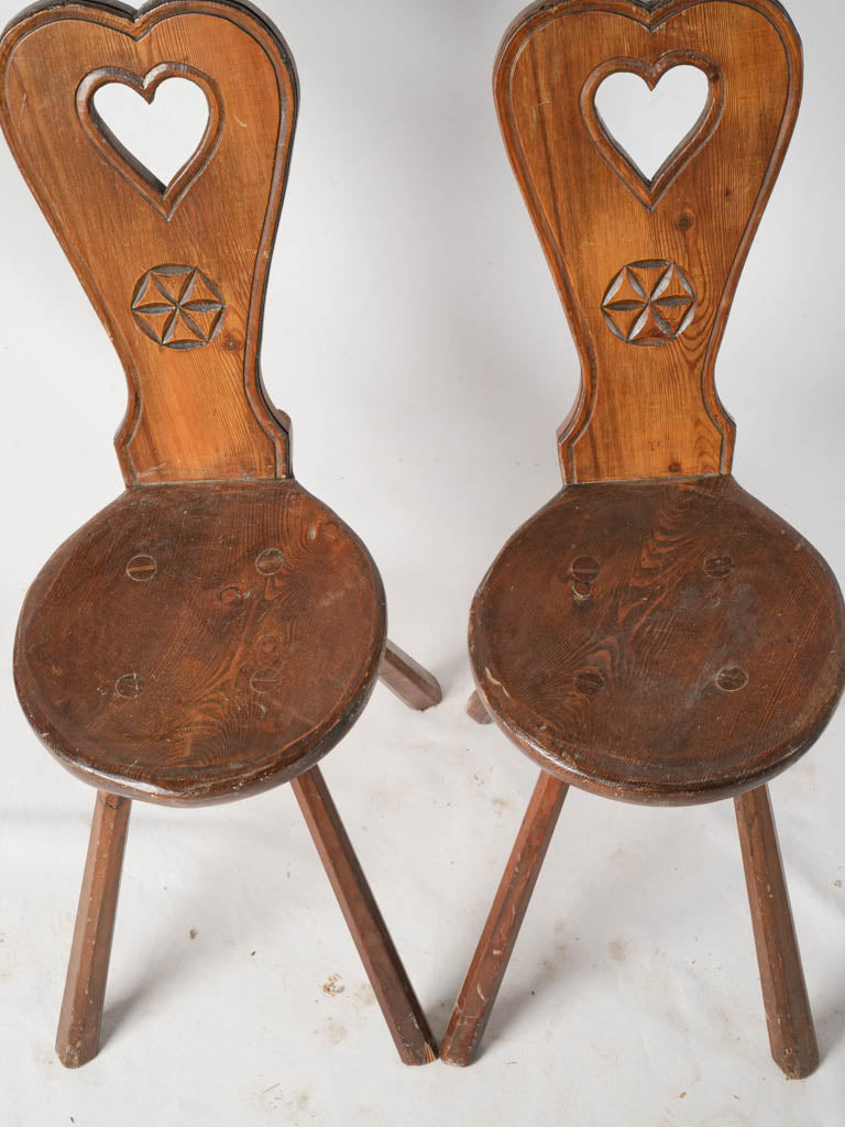 Carved star-design alpine chairs