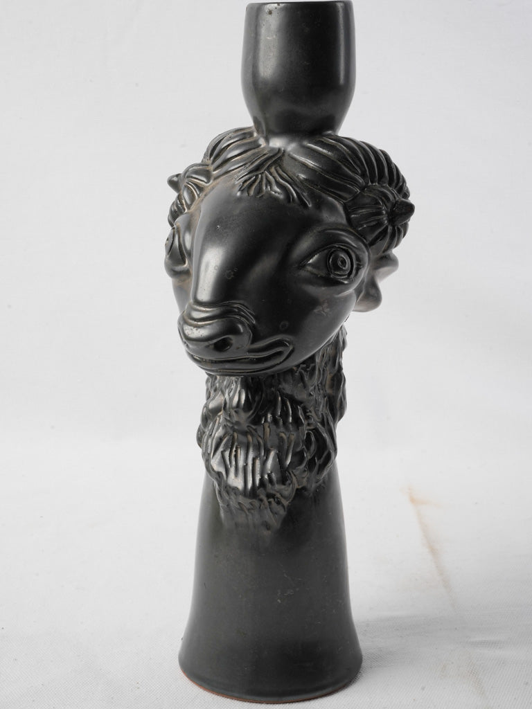 Vintage anthracite ceramic candlestick