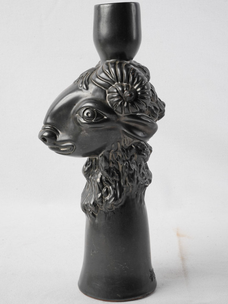 Whimsical stylized ram's head candlestick