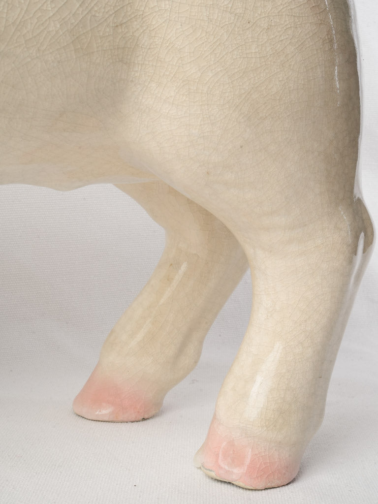 Whimsical Glazed Ceramic Piglet circa 1950 - 14¼" x 22"