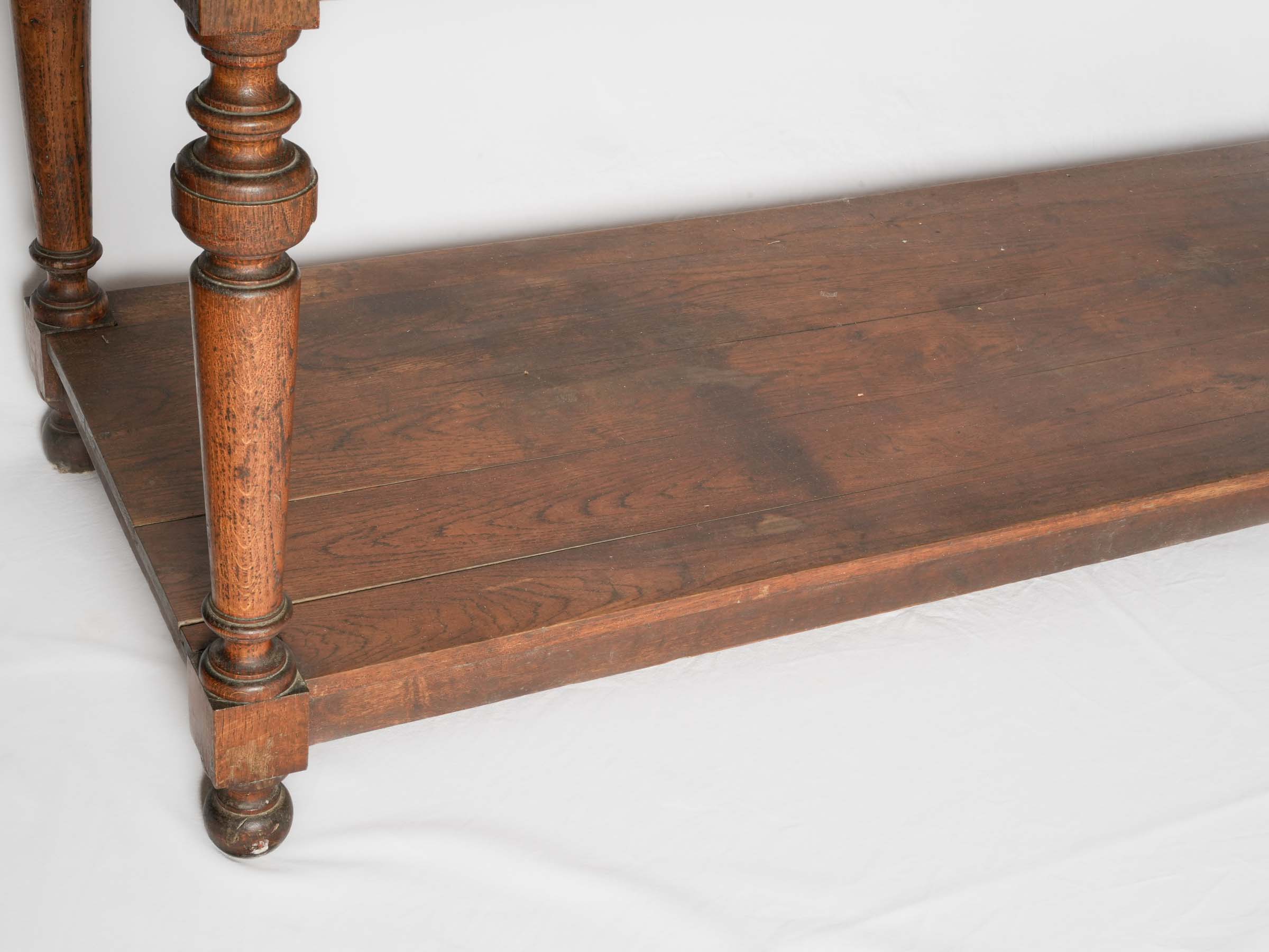 Naturally grained oak console table