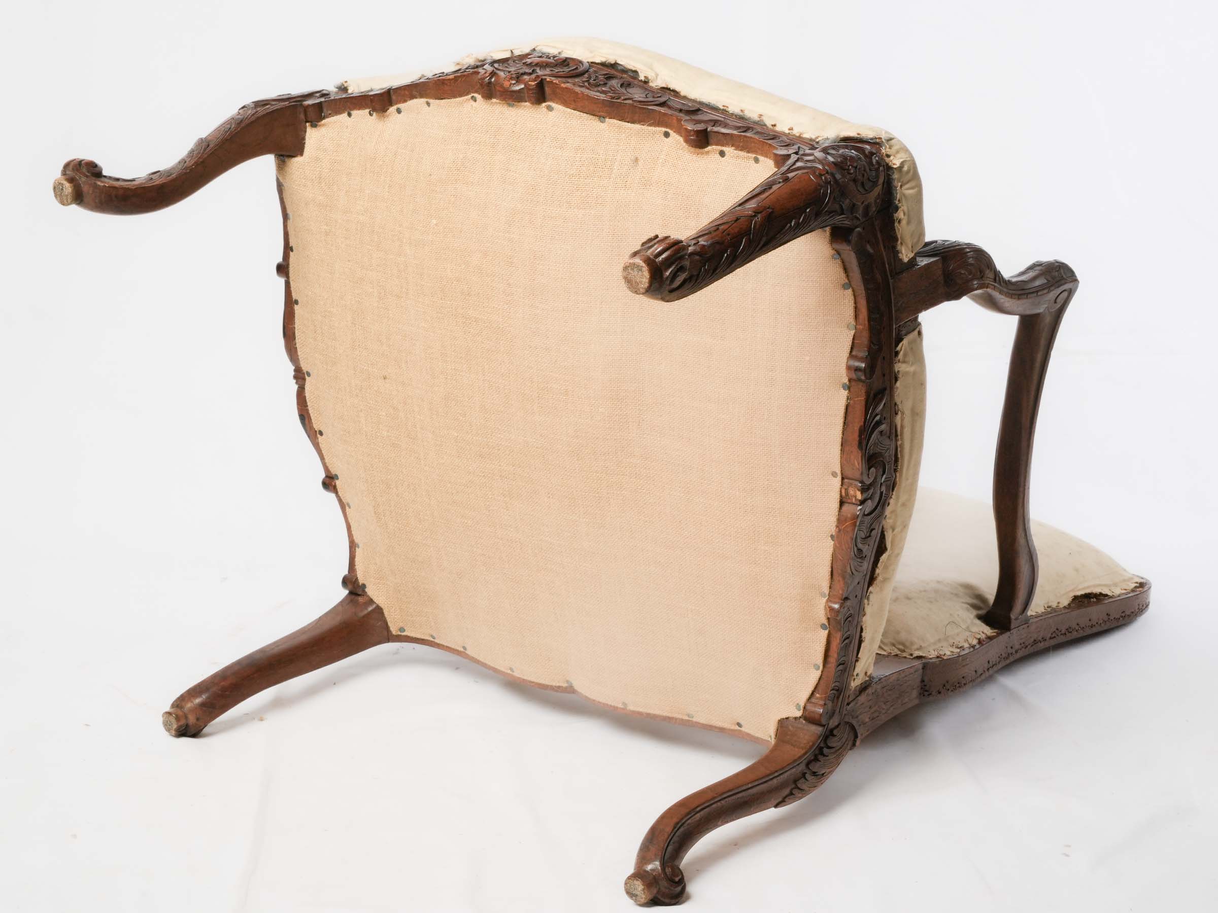 Pair of Large French Régence-Style Carved Walnut Armchairs, Late 19th Century - 41¼" x 29½"