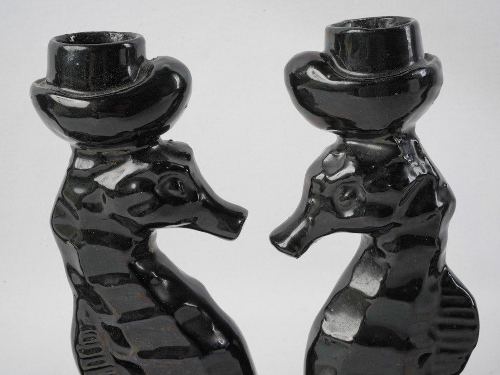 Sculptural marine-themed candleholders