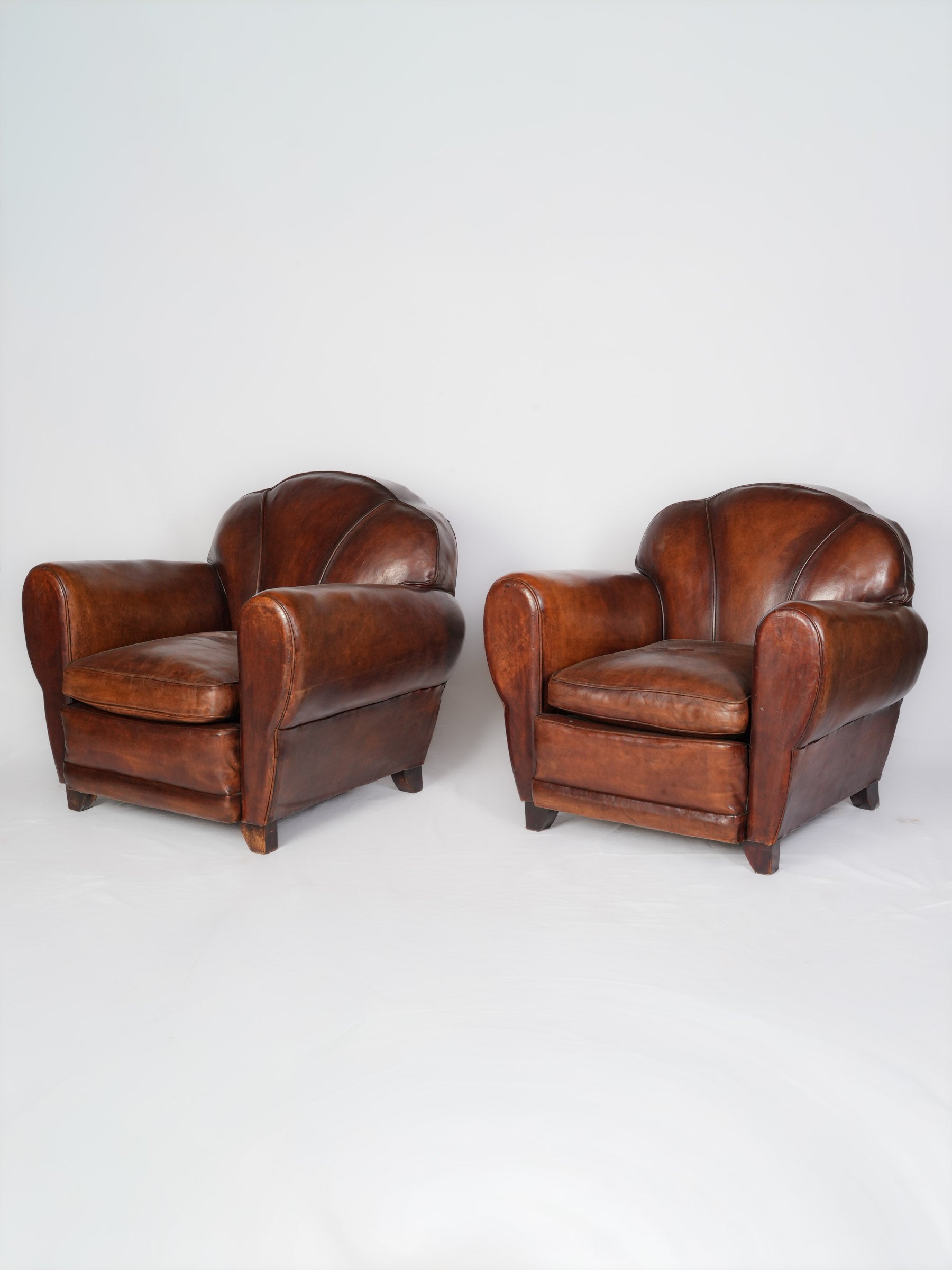1930s leather chairs sculptural design