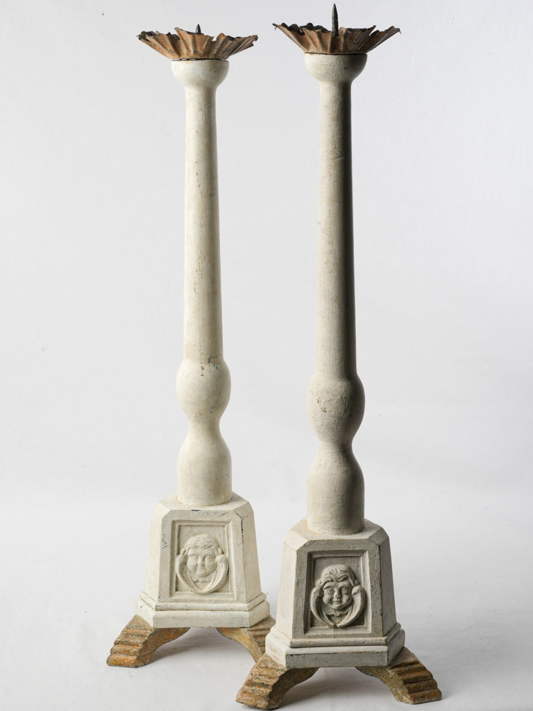 Elegant wooden cherub candlesticks