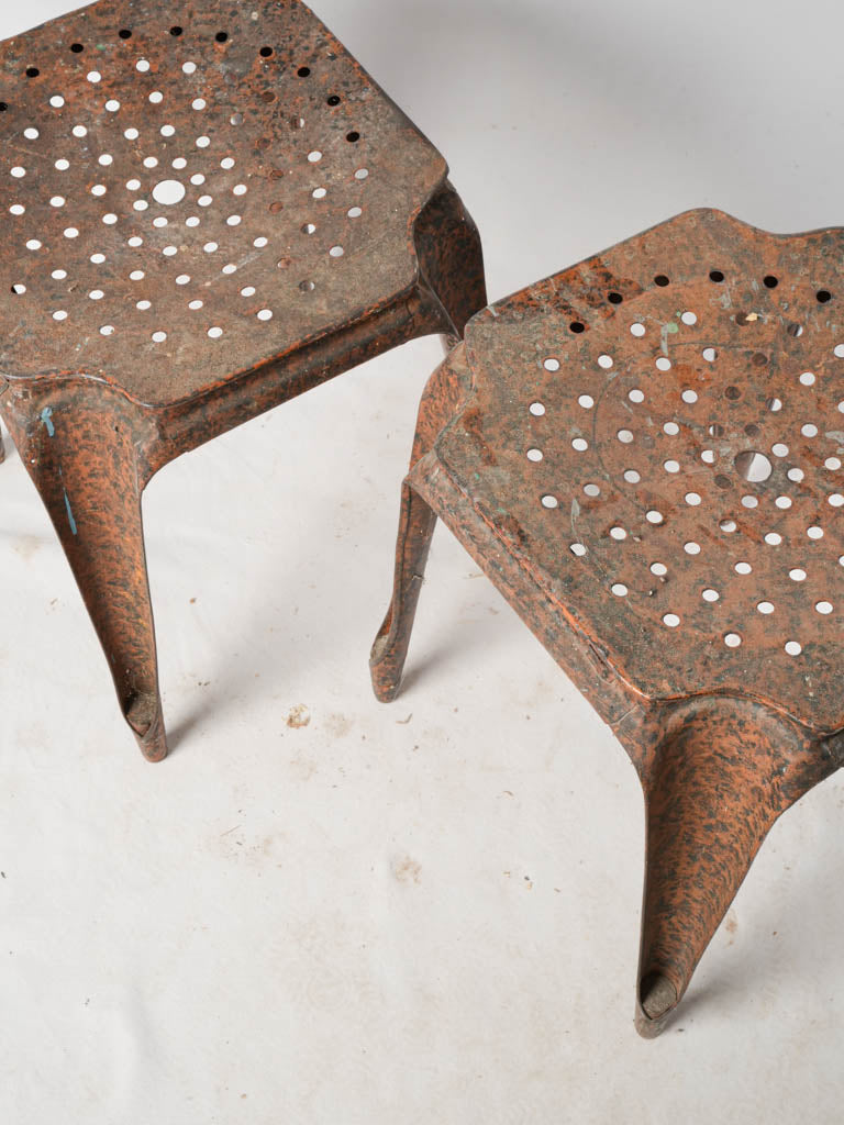 Distinctive black-speckled finish stools