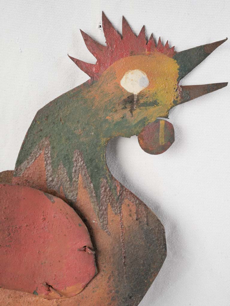 Charcoal-accented painted rooster art