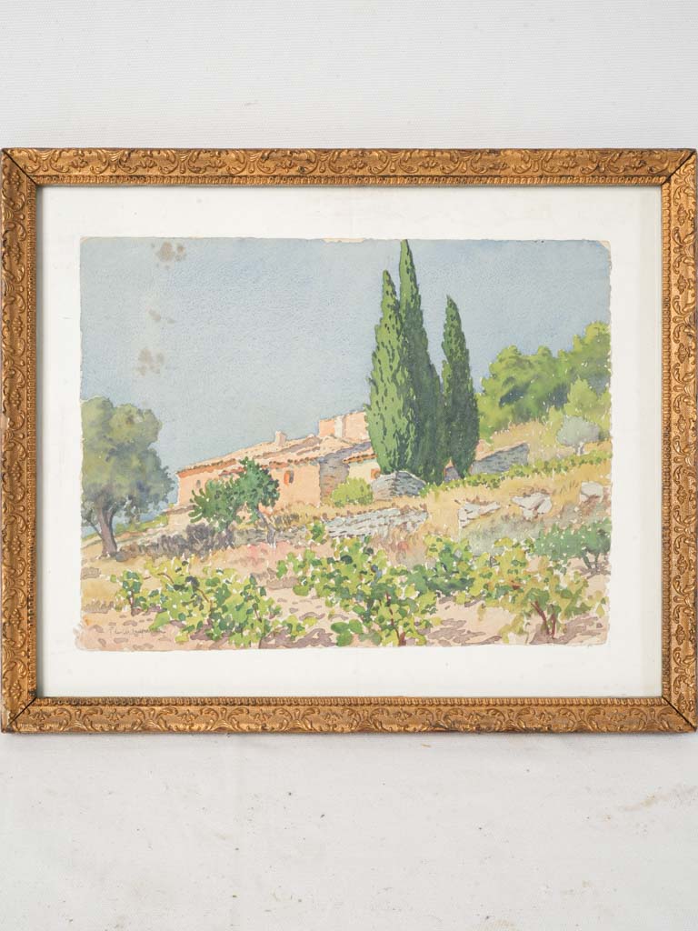 Vintage Provençal watercolor painting