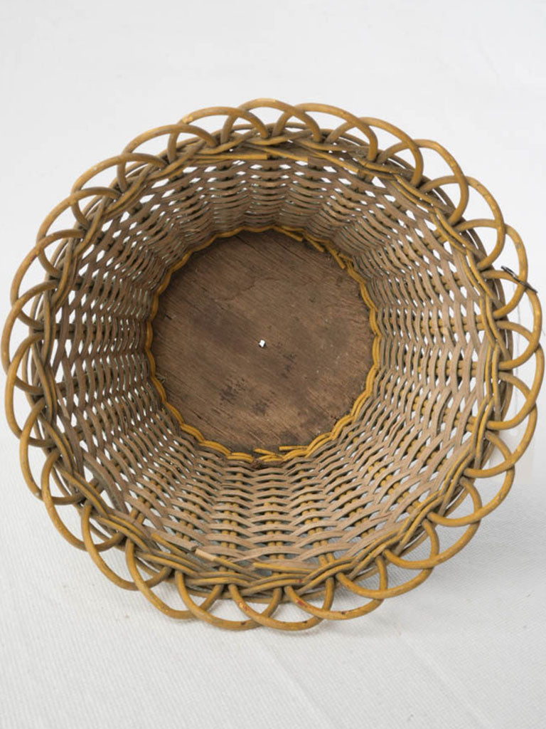 Aged handwoven wicker basket