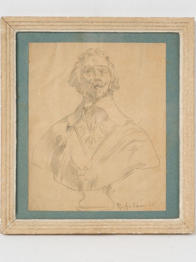 Antique signed French portrait artwork