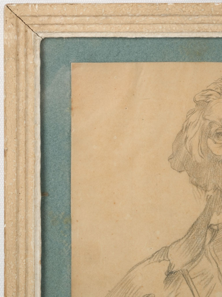 Vintage graphite bourgeois sketch framed