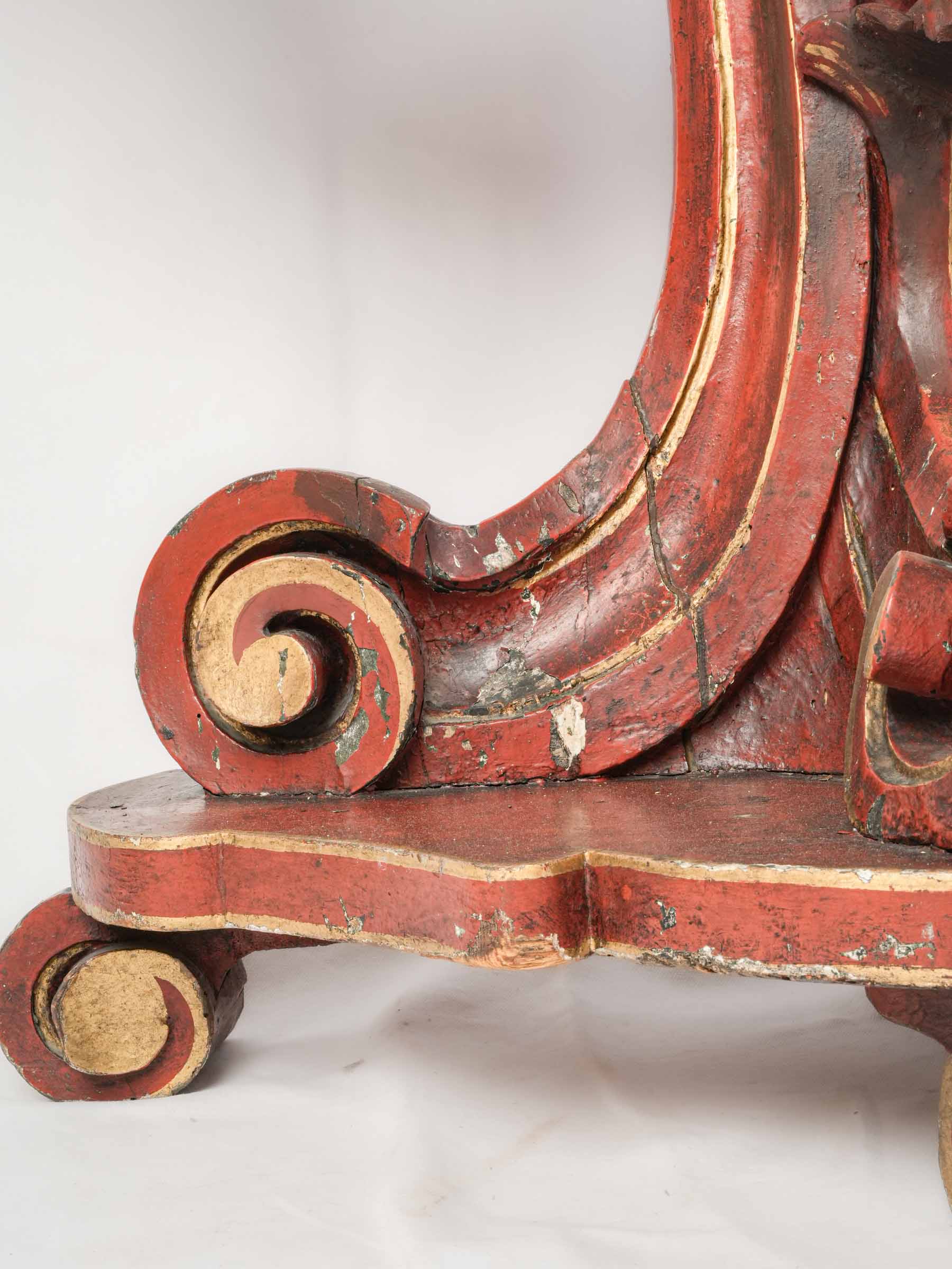 Italian Baroque Revival Console Table w/ Richly Carved Base & Faux Marble Top, Late 19th Century - 32" x 41¼"