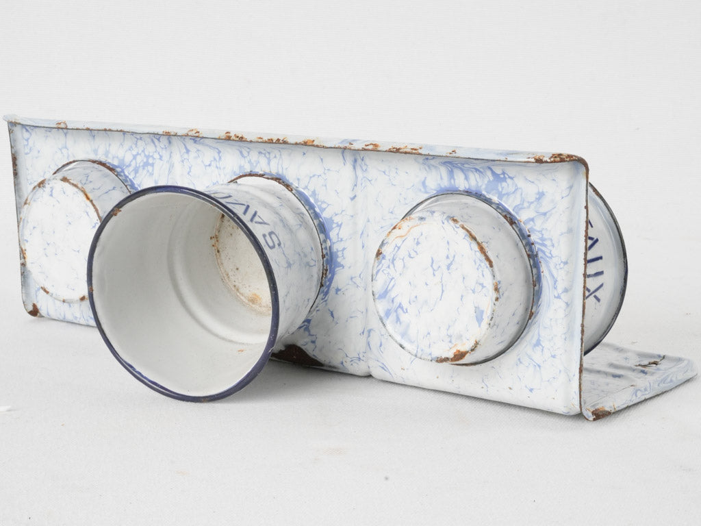 Retro enamel cleaning supply containers