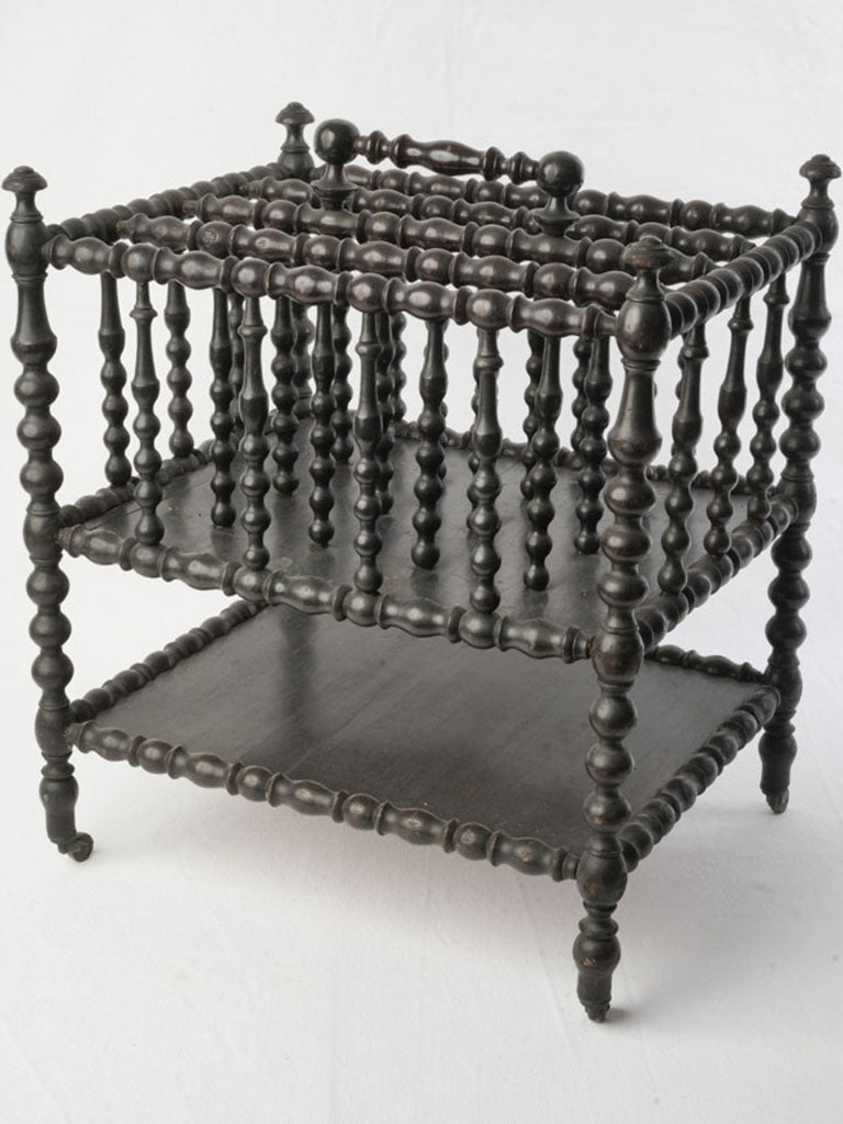 Elegant bobbin-turned storage structure