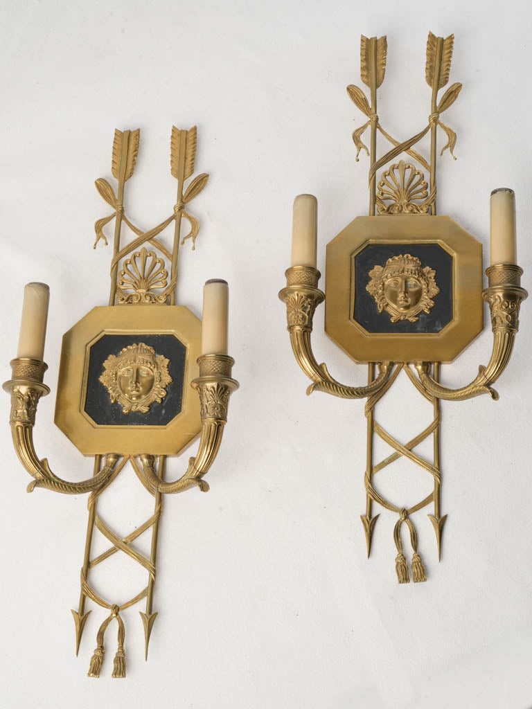 Vintage bronze two-light sconces