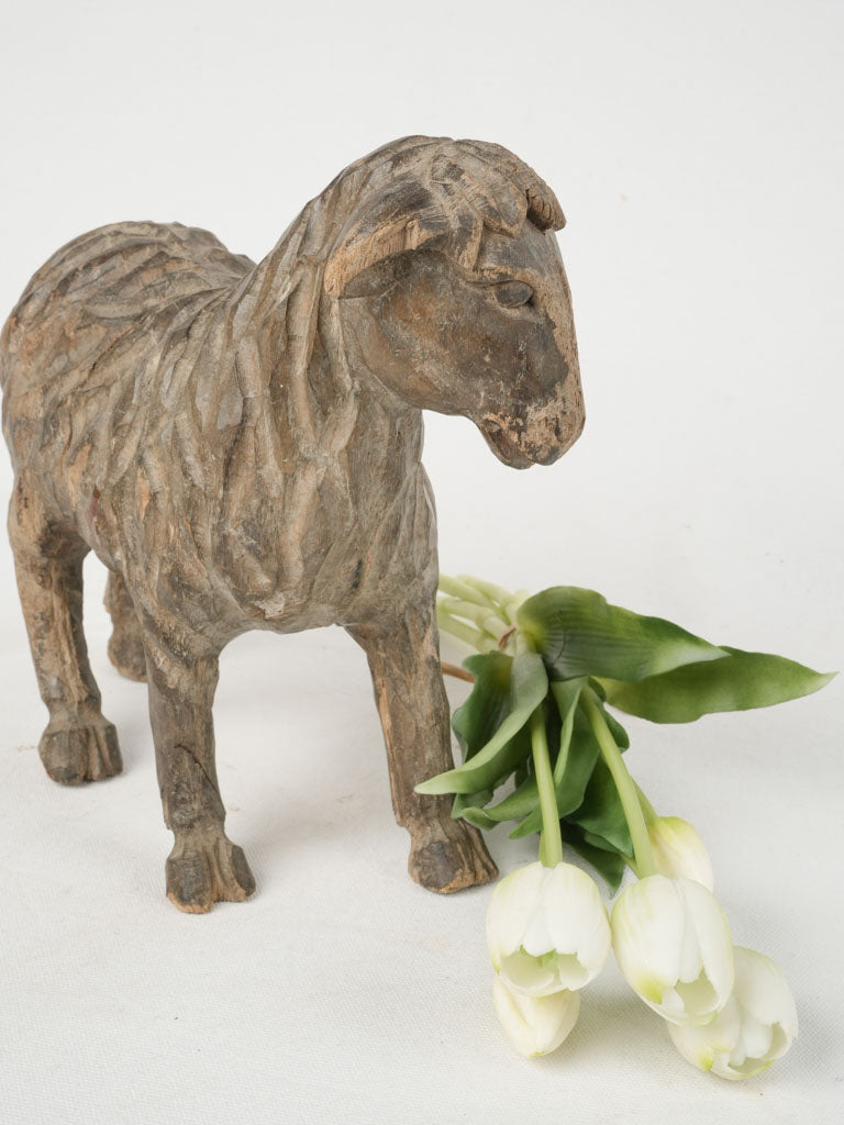 Antique Provençal black lamb sculpture