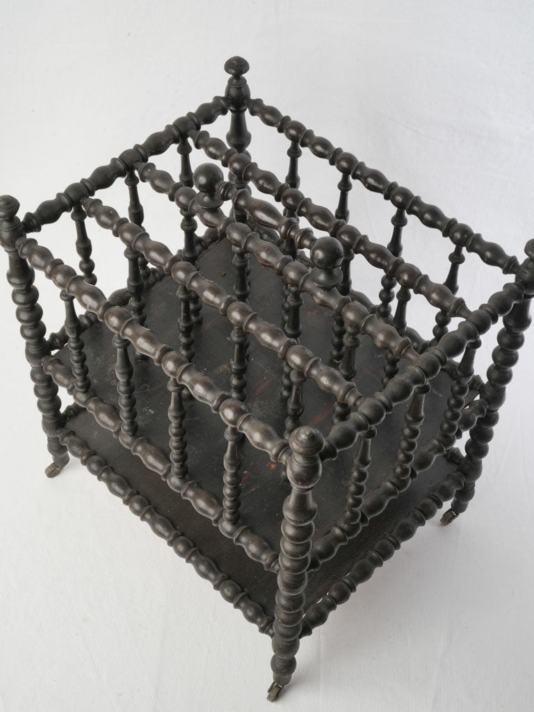 Portable antique ebonised wood stand