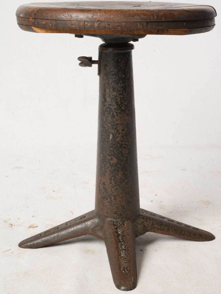 Historical solid wood adjustable stool