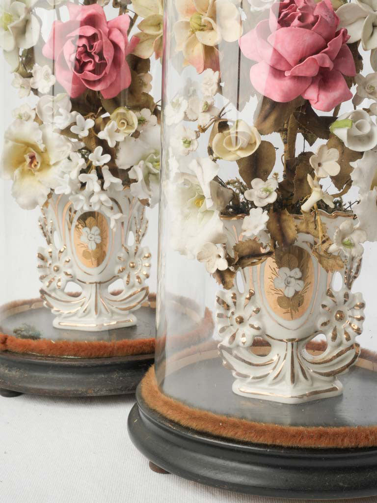 Vintage romantic glass display pair