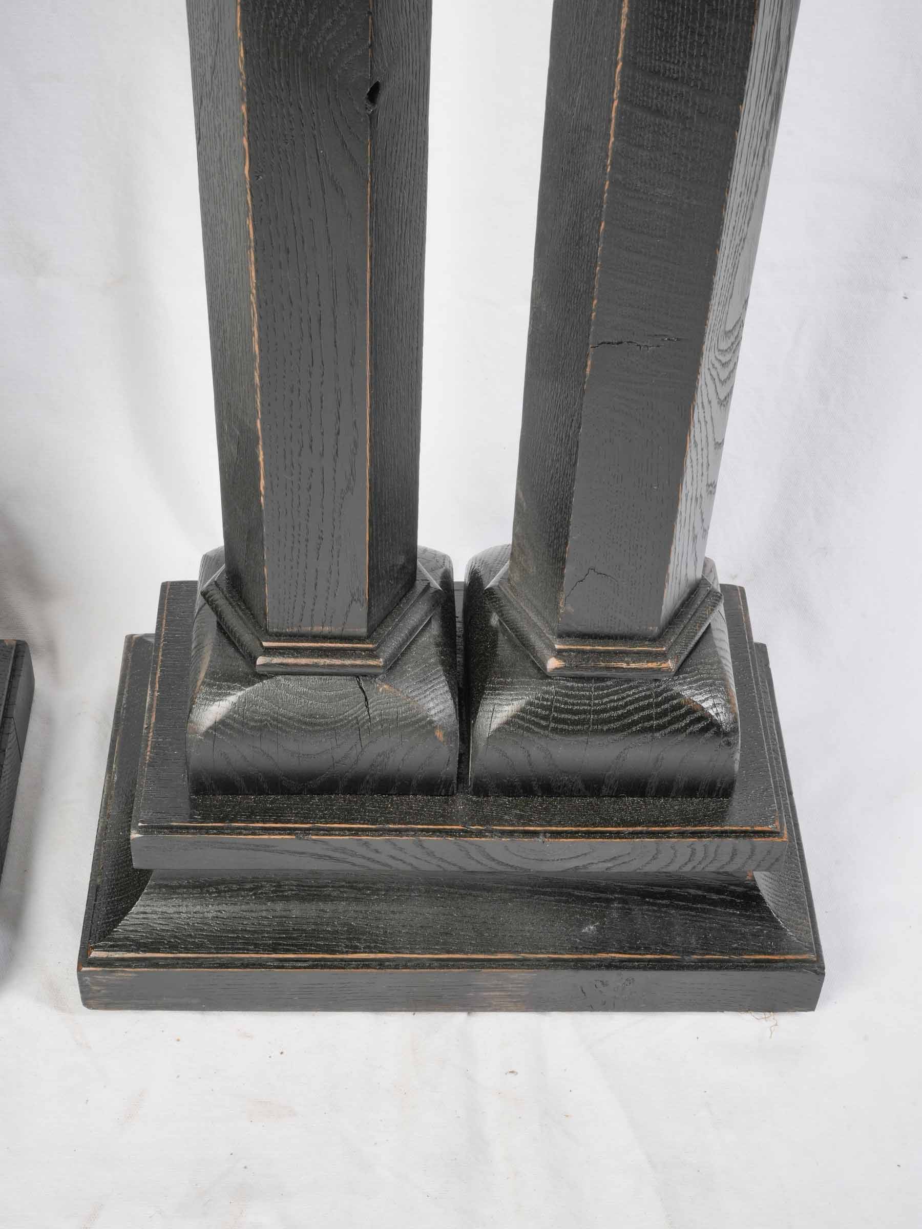 Pair of Elegant French Art Deco Ebonized Oak Pedestals, 1930s - 35½"