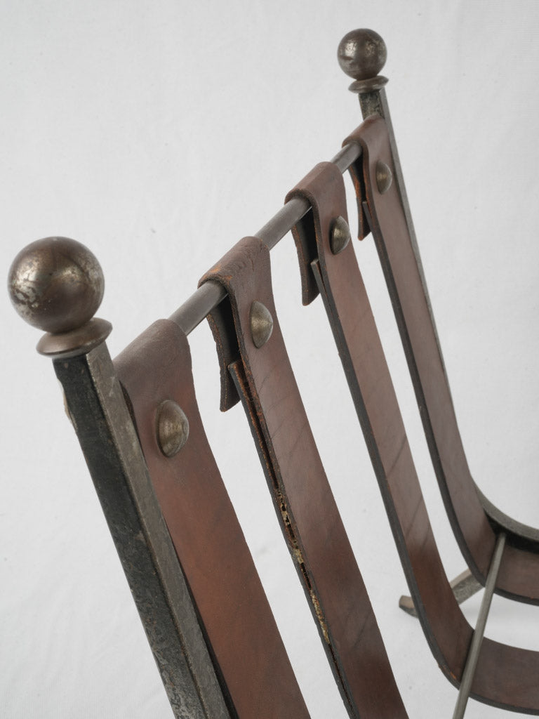 Rustic iron and leather rack